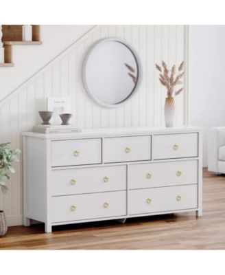 7 Drawer Tall Dresser for Bedroom, Modern Freestanding Wood Storage Chest of Drawers