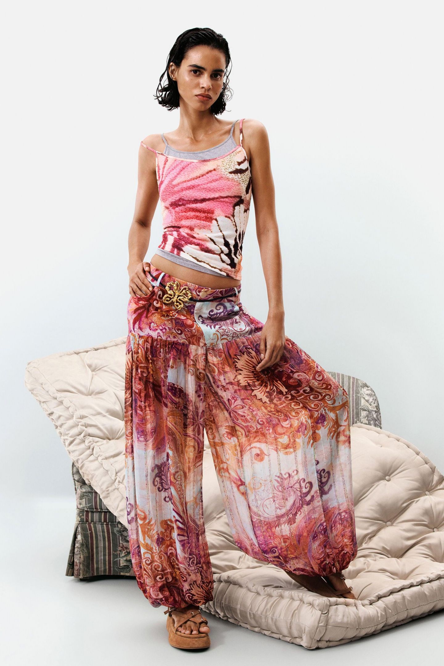 Женский топ Desigual 2-in-1 Strappy, цвет: Разноцветный — фото 3