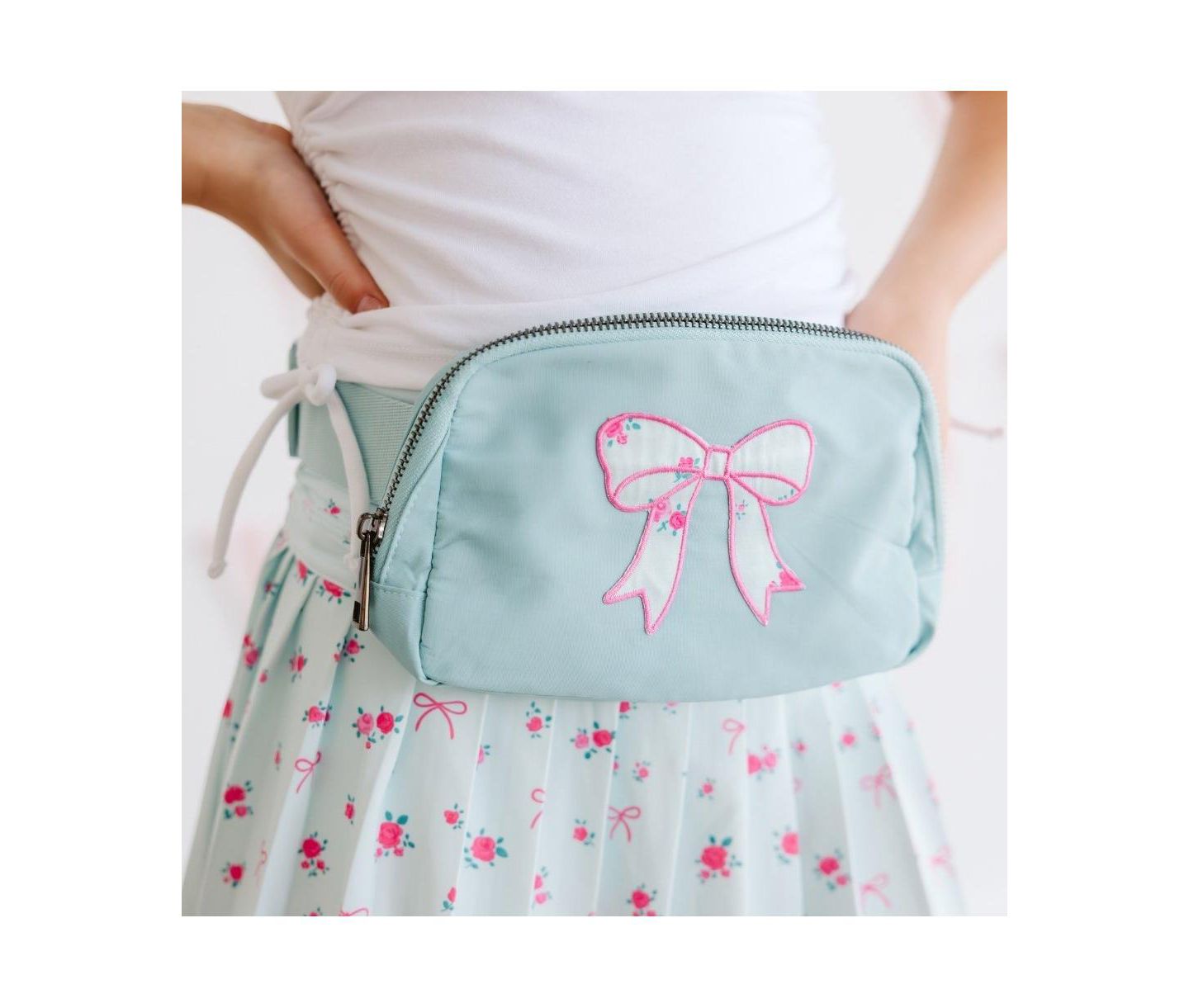 Детская сумка Sweet Wink Sky Floral Bow Patch Belt, цвет: Синий — фото 2