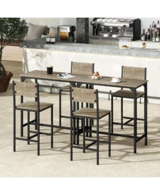 Small Space Bar Dining Set 3 Piece with Backrest and Footrest Design