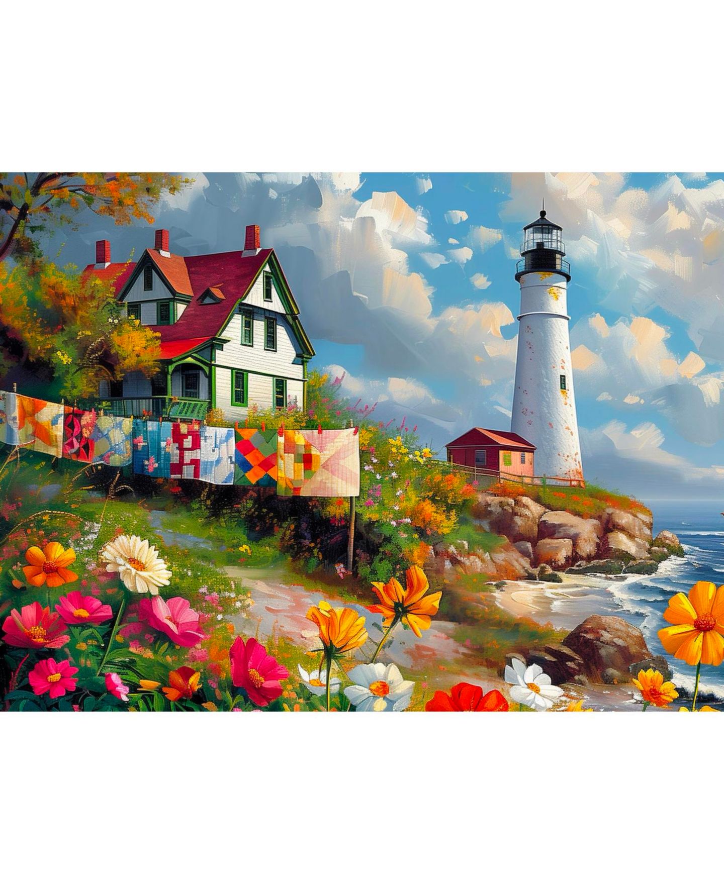 Детские игрушки SunsOut Lighthouse Quilts 1000-Piece Interlocking Jigsaw Puzzle, Ages 15+ — фото 3