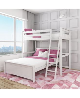  Solid Wood L-Shaped Bunk Bed, Twin over Full with Ladder for Kids,