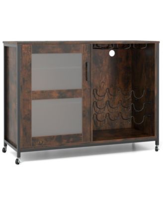 Modern Wine Storage Cabinet with LED Lights and Adjustable Shelving