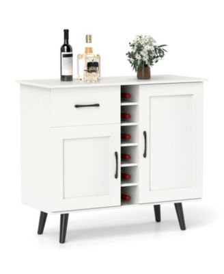 Wine Buffet Cabinet with Built In 6 Bottle Rack for Dining Room