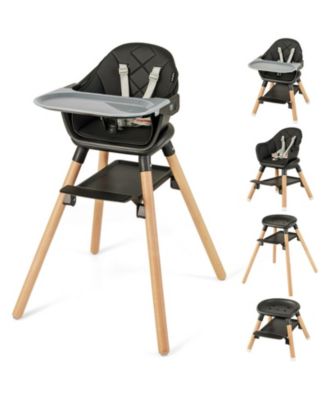 6-in-1 Convertible Highchair with Safety Harness and Removable Tray, Ages 6M to 6Y