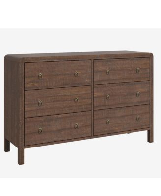 6 Drawer Dresser for Bedroom, Wood Dresser with Large Storage Drawers, Modern Curved Angle Clothes Organizer for Closet