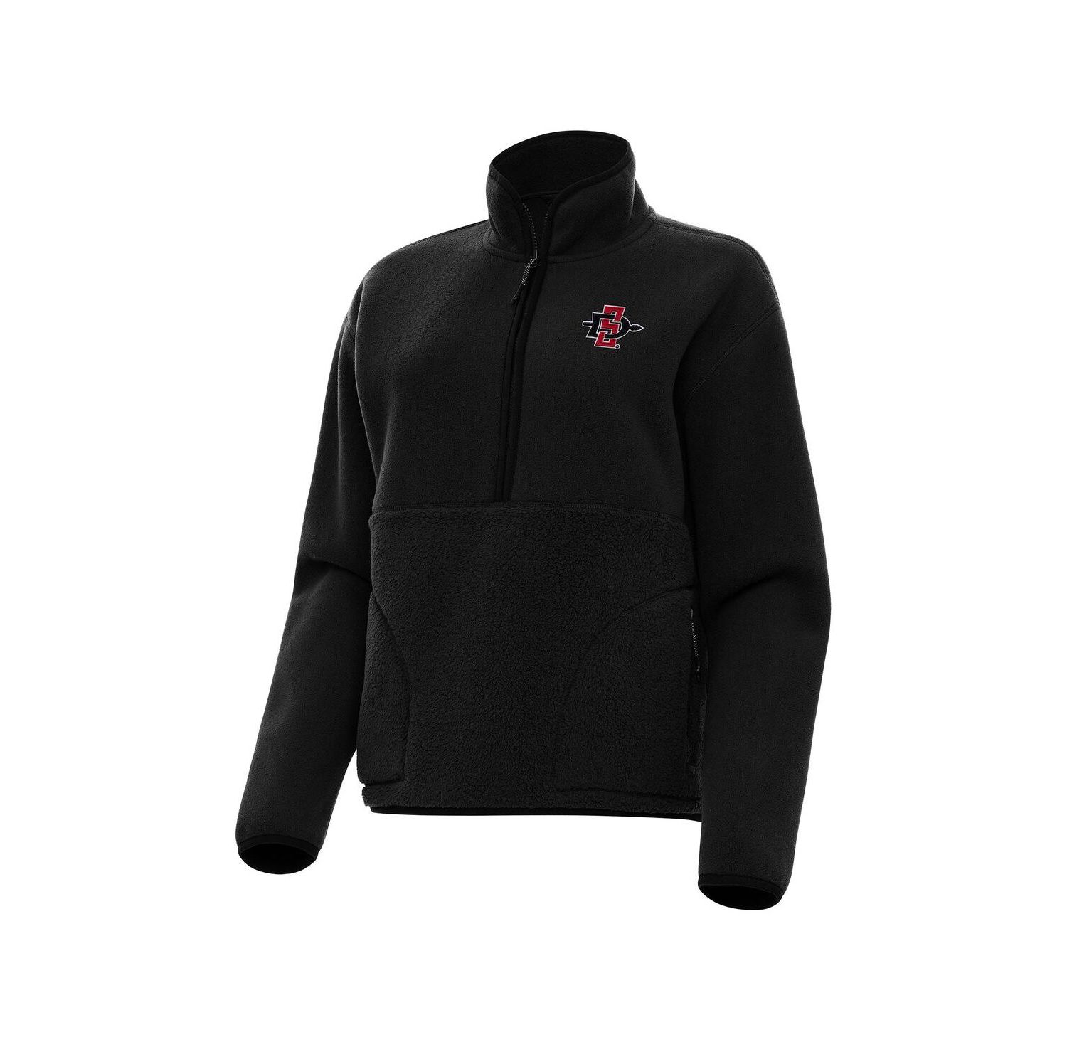Women's Black San Diego State Aztecs Figure Half-Zip Pullover Sweatshirt