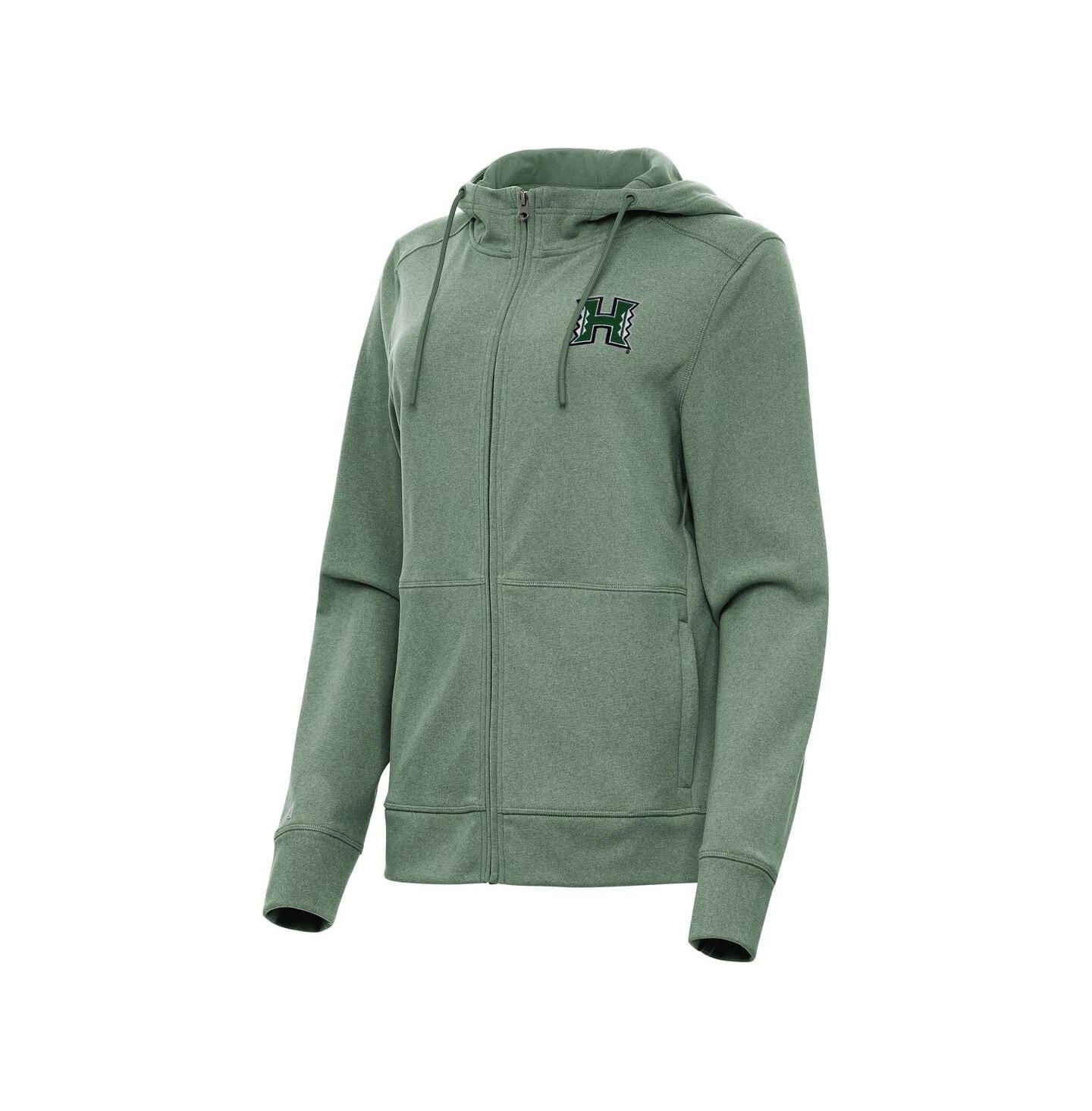 Женское худи Antigua Green Hawaii Rainbow Warriors Seeker Full-Zip — фото 1