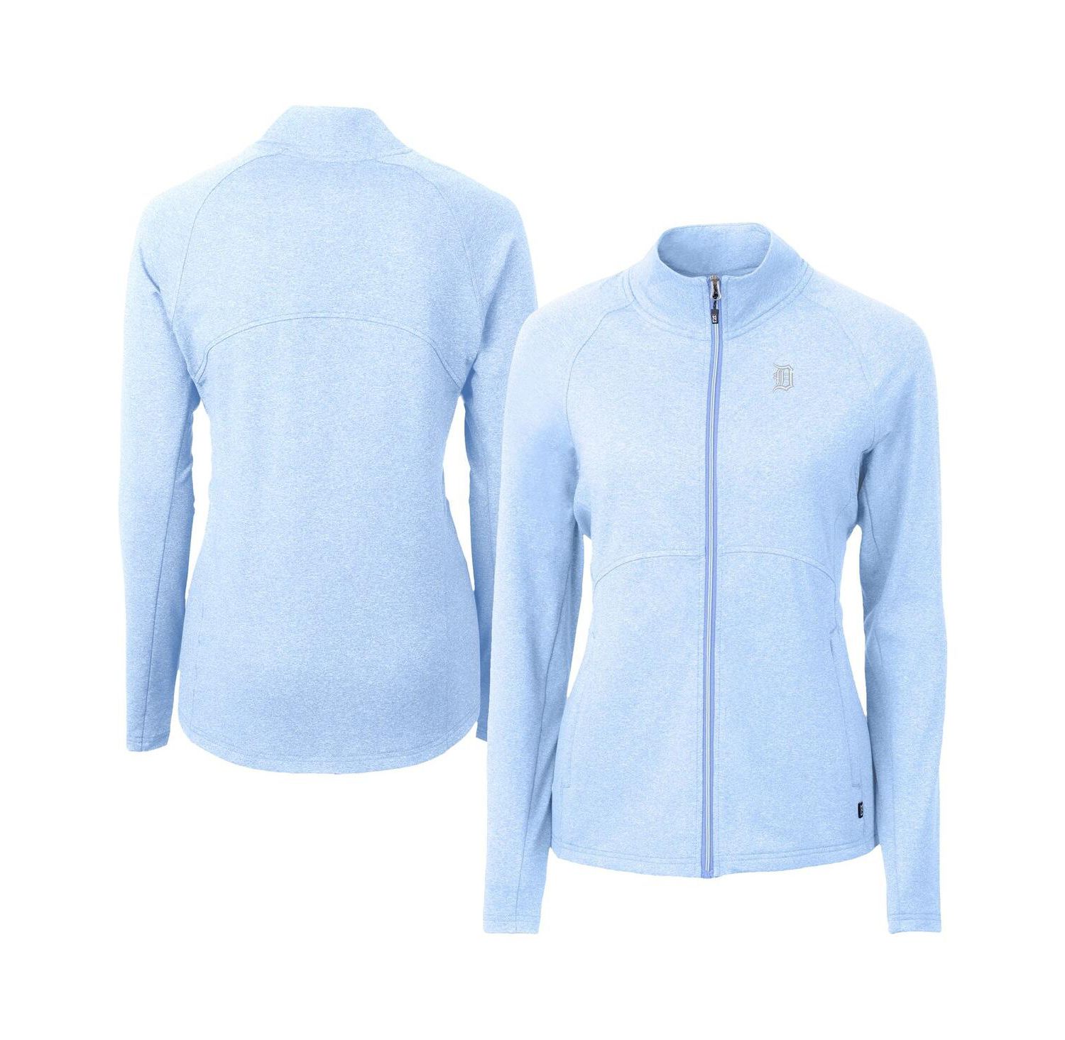 Women's Heather Powder Blue Detroit Tigers Raglan Adapt Eco Knit Heather Full-Zip Jacket
