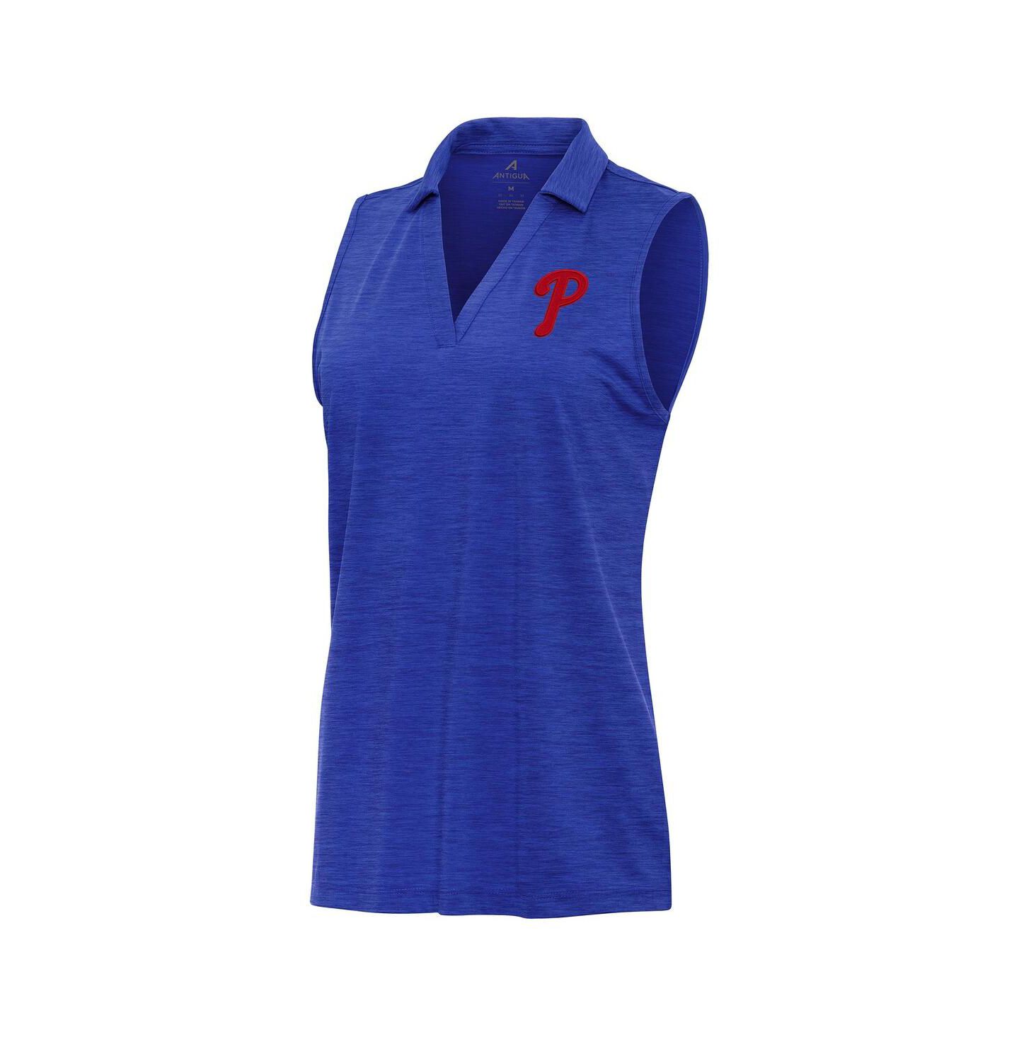 Женское поло Antigua Heather Royal Philadelphia Phillies Layout Sleeveless Polo — фото 1
