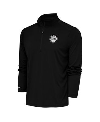 Men's Black Detroit Pistons Metallic Logo Tribute Quarter-Zip Pullover Sweatshirt