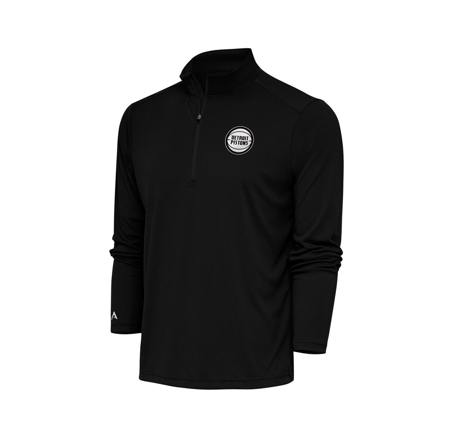 Men's Black Detroit Pistons Metallic Logo Tribute Quarter-Zip Pullover Sweatshirt