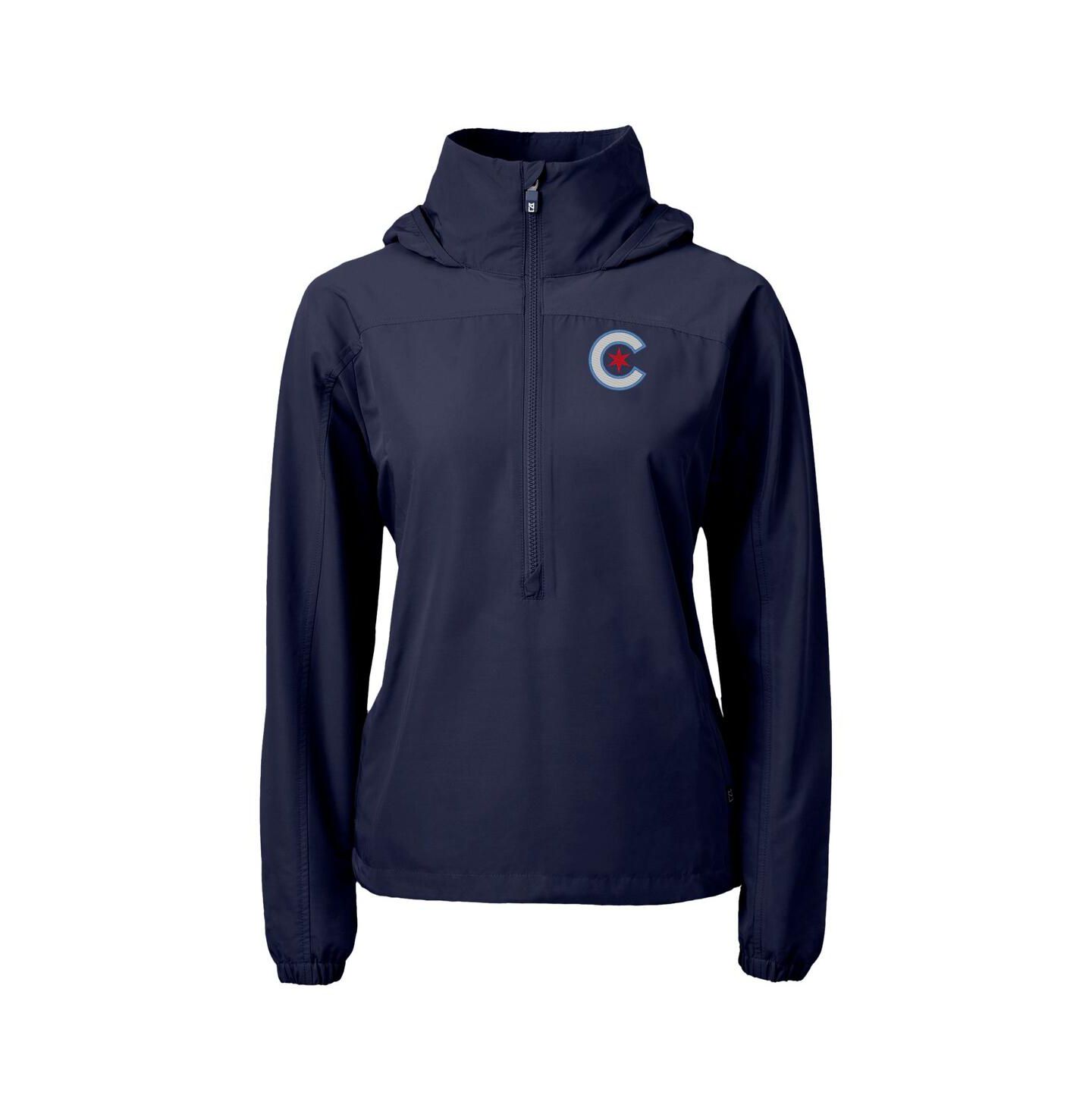 Женская куртка Cutter & Buck Navy Chicago Cubs City Connect Charter Eco Half-Zip Anorak — фото 3