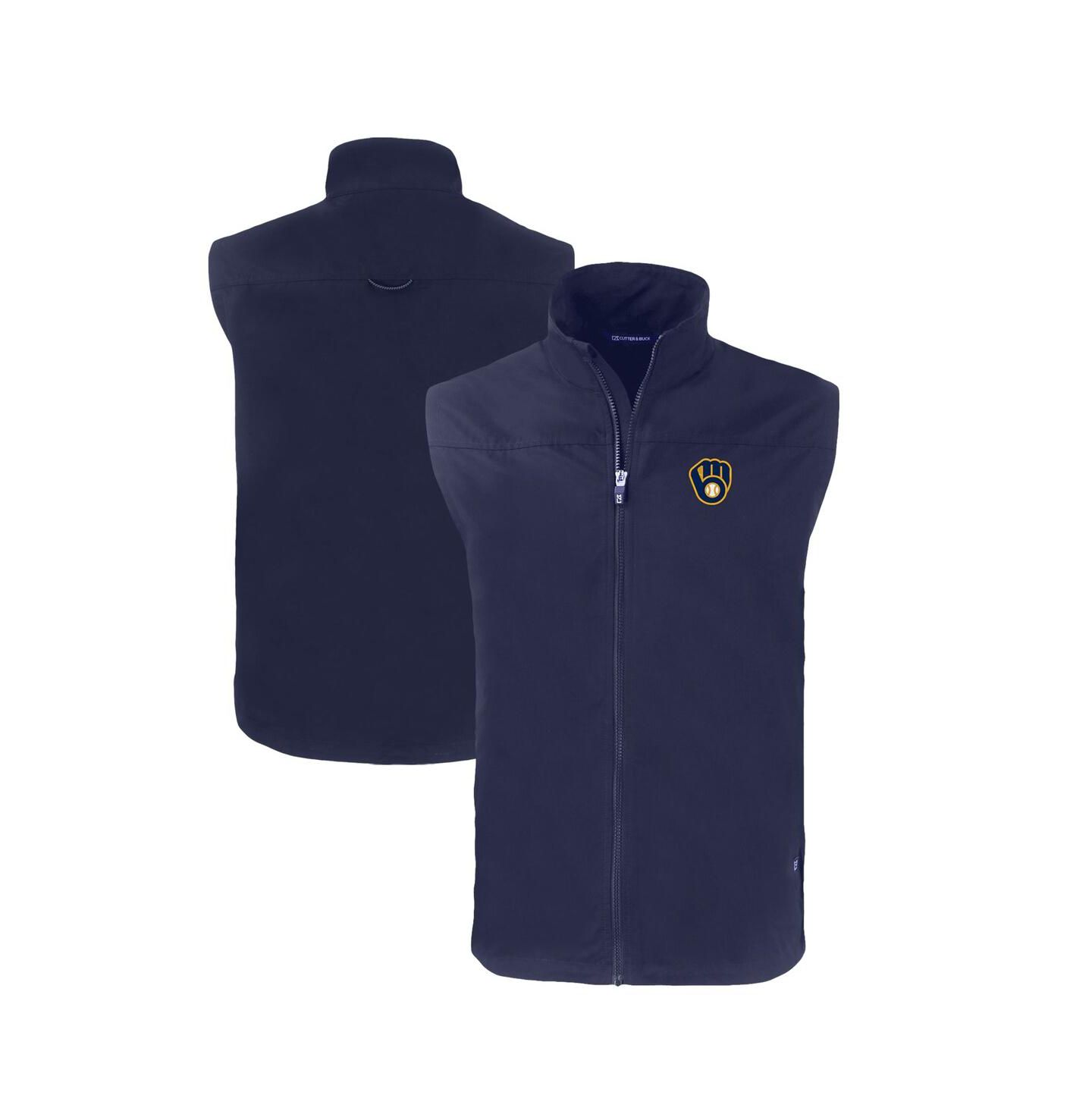Мужской жилет Cutter & Buck Navy Milwaukee Brewers Charter Eco Full-Zip Vest — фото 1