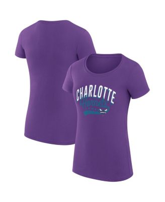 Women's Purple Charlotte Hornets Super-Slim Fit Lightweight Filigree Logo T-Shirt