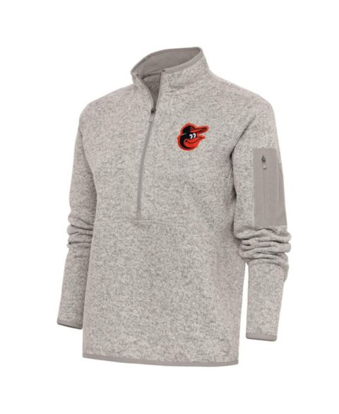 Женские свитеры Antigua Women's Oatmeal Baltimore Orioles Logo Fortune Quarter-Zip Pullover Jacket