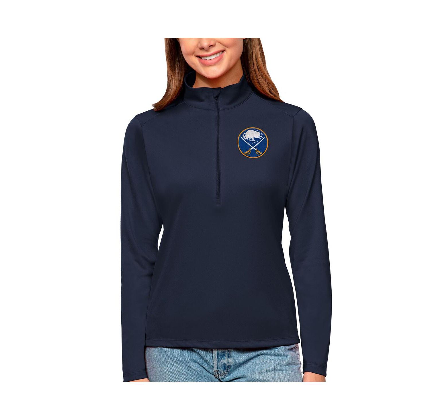 Women's Navy Buffalo Sabres Tribute Quarter-Zip Pullover Top