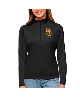 Women's Black San Diego Padres Tribute Quarter-Zip Pullover Top