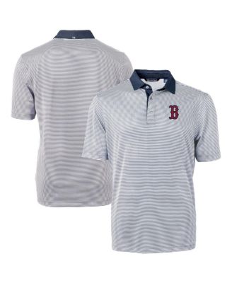Men's Navy/White Boston Red Sox Virtue Eco Pique Micro Stripe Polo Shirt