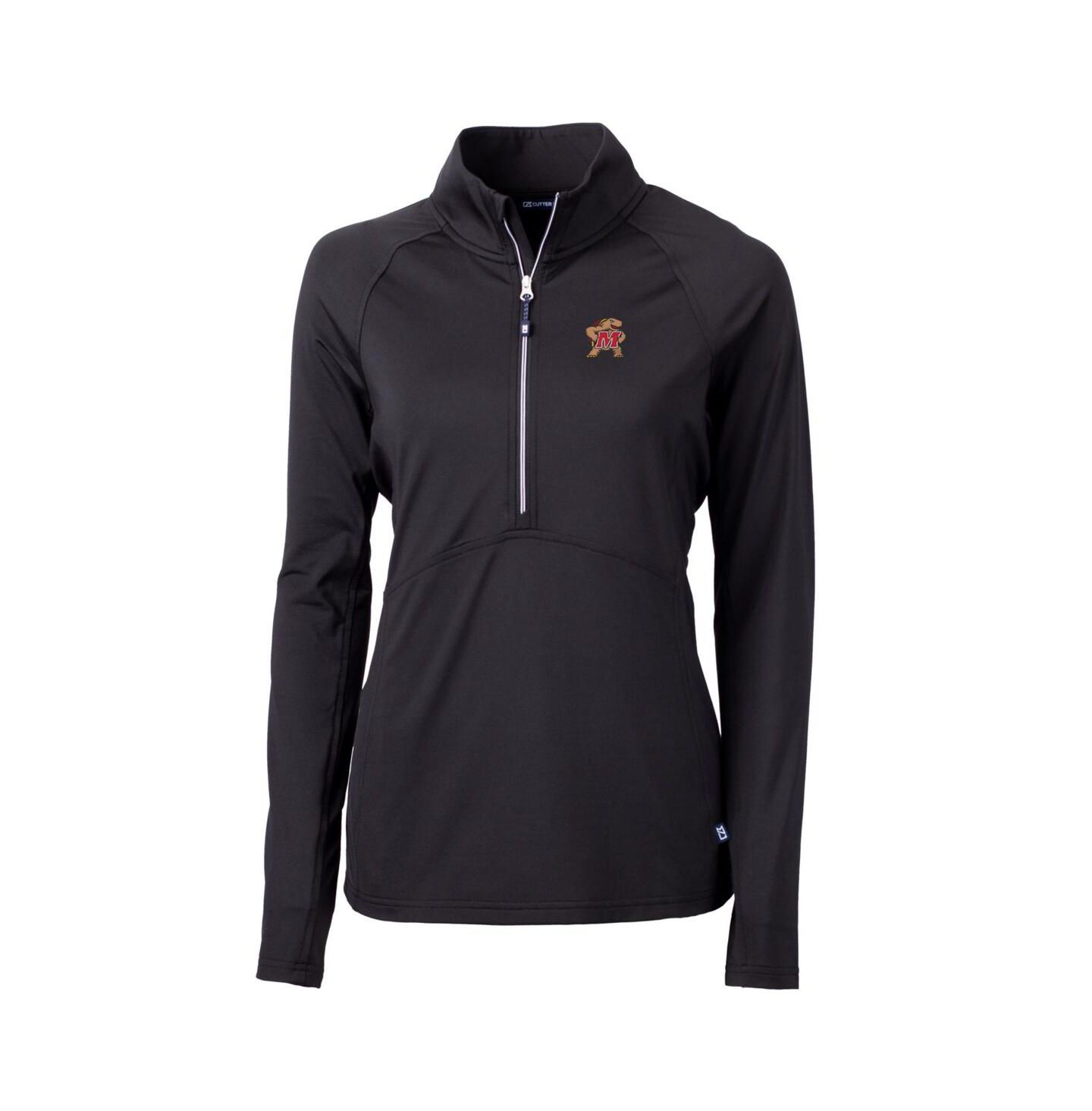 Женская куртка Cutter & Buck Black Maryland Terrapins Adapt Eco Knit Half-Zip Pullover — фото 1