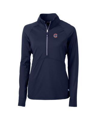 Women's Navy Chicago Cubs Adapt Eco Knit Stretch Half-Zip Pullover Top