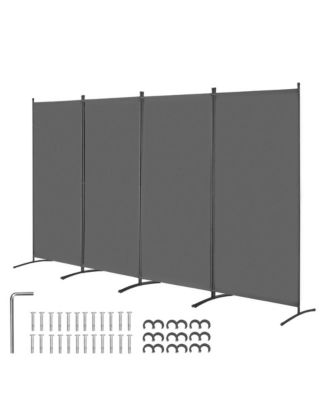 4-Panel Fabric Folding Room Divider with Steel Frame, 72.4 in Tall Portable Privacy Screen