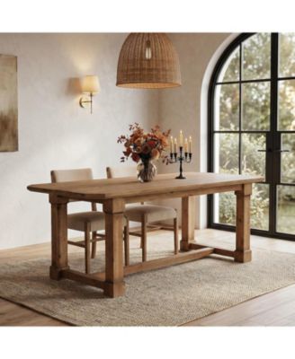 63" Solid Wood Dining Table, Rectangular Kitchen Table with Sturdy Legs, Rustic Wooden Dinner Tables