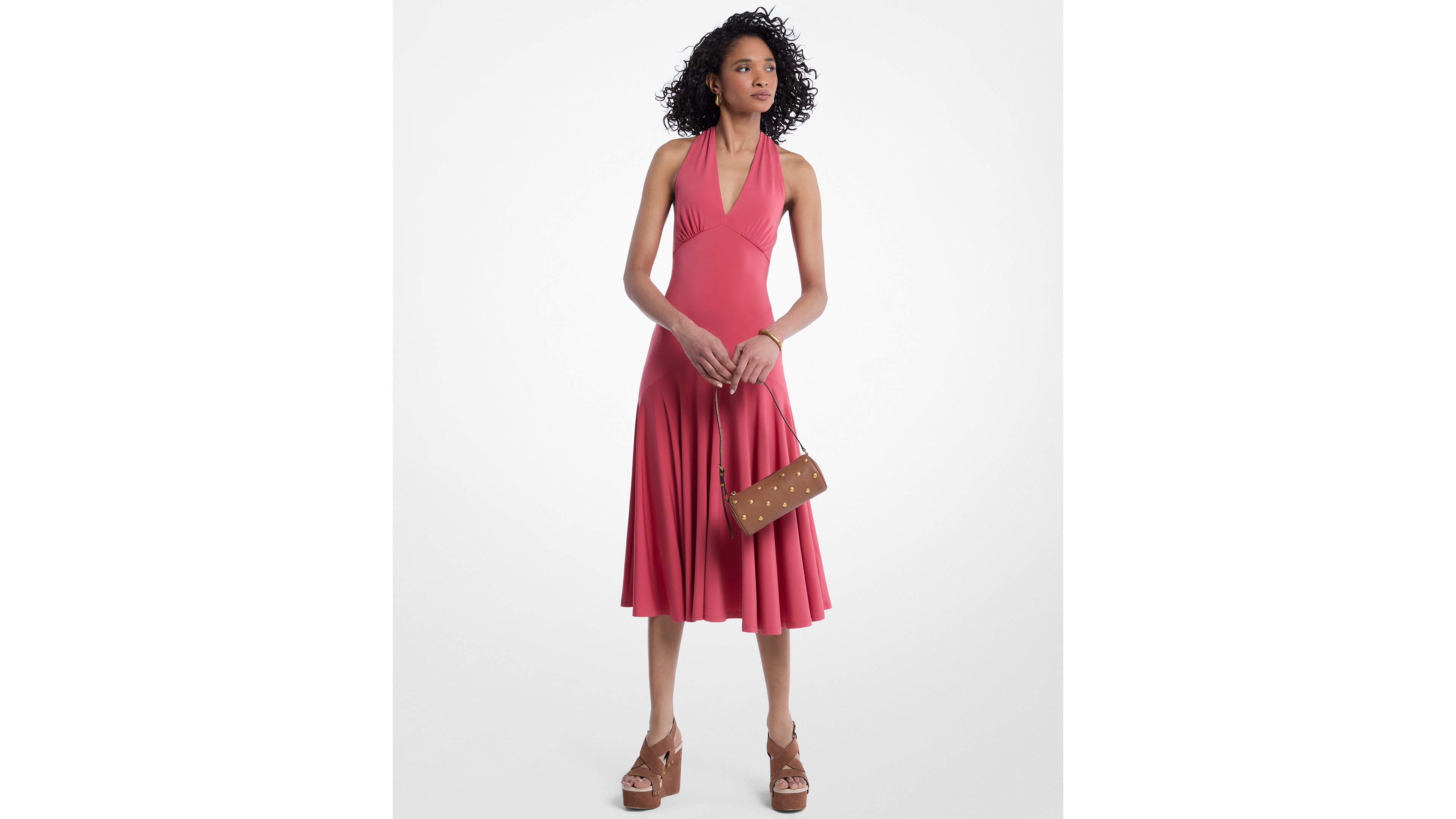 Michael Kors Women's Halter V-Neck Midi Dress
