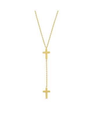 Polished Double Cross Lariat Necklace