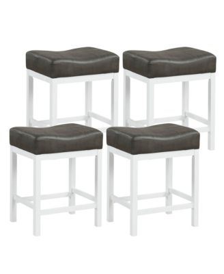 24.5" Bar Stool Set of 4 with Solid Rubber Wood Frame Humanized Footrest Kitchen