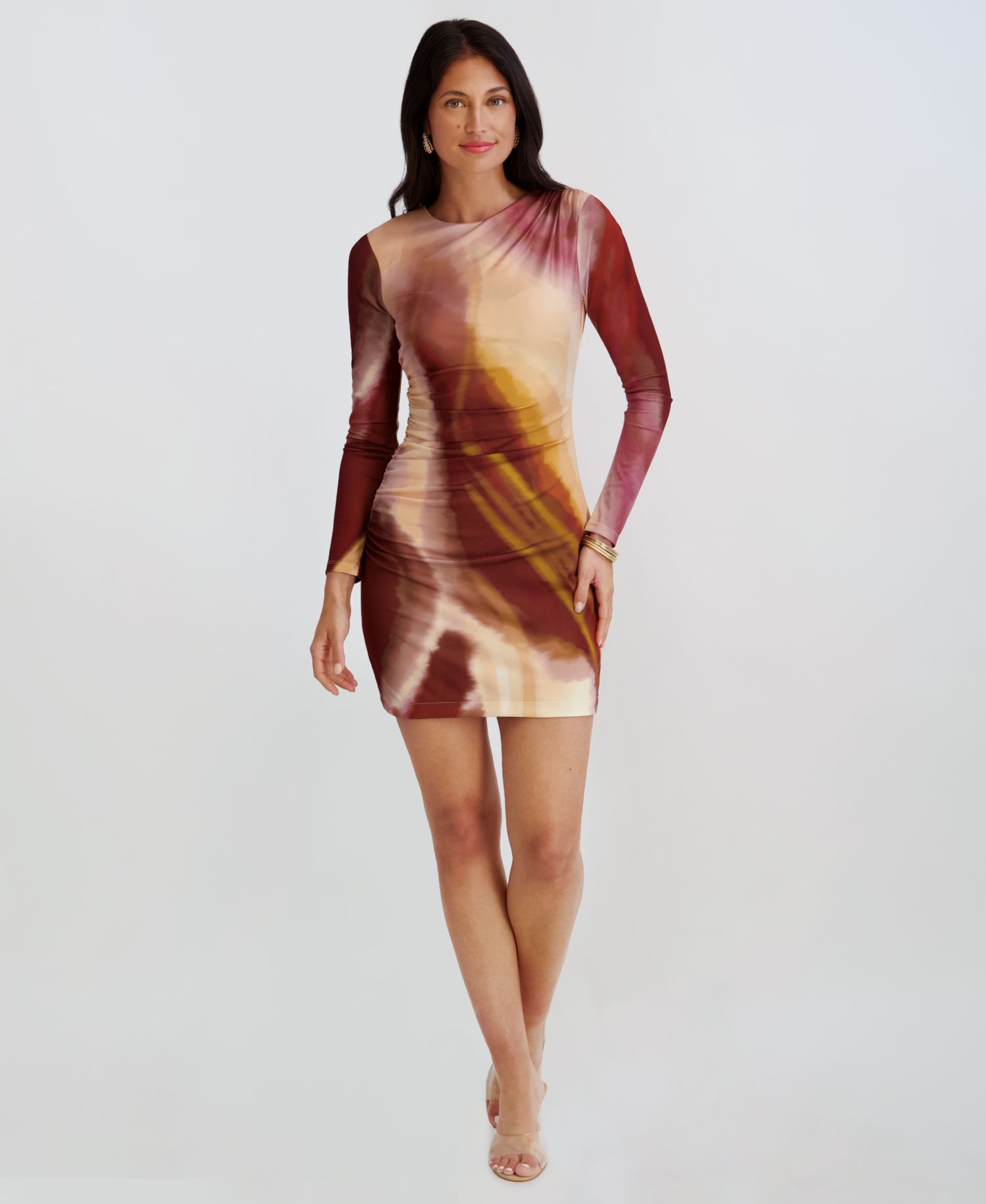 Women's Mesh Scuba Long-Sleeve Bodycon Dress