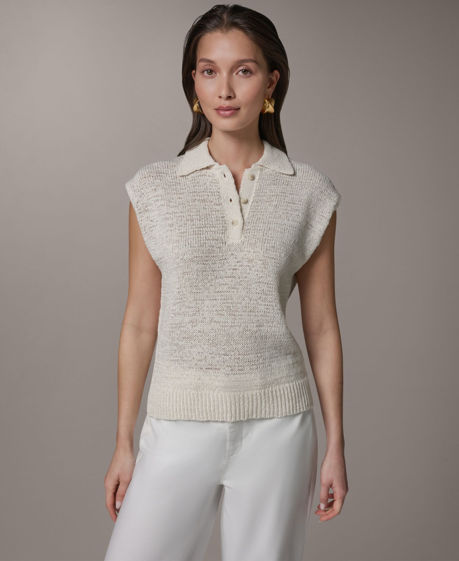 Women's Sleeveless Polo Sweater