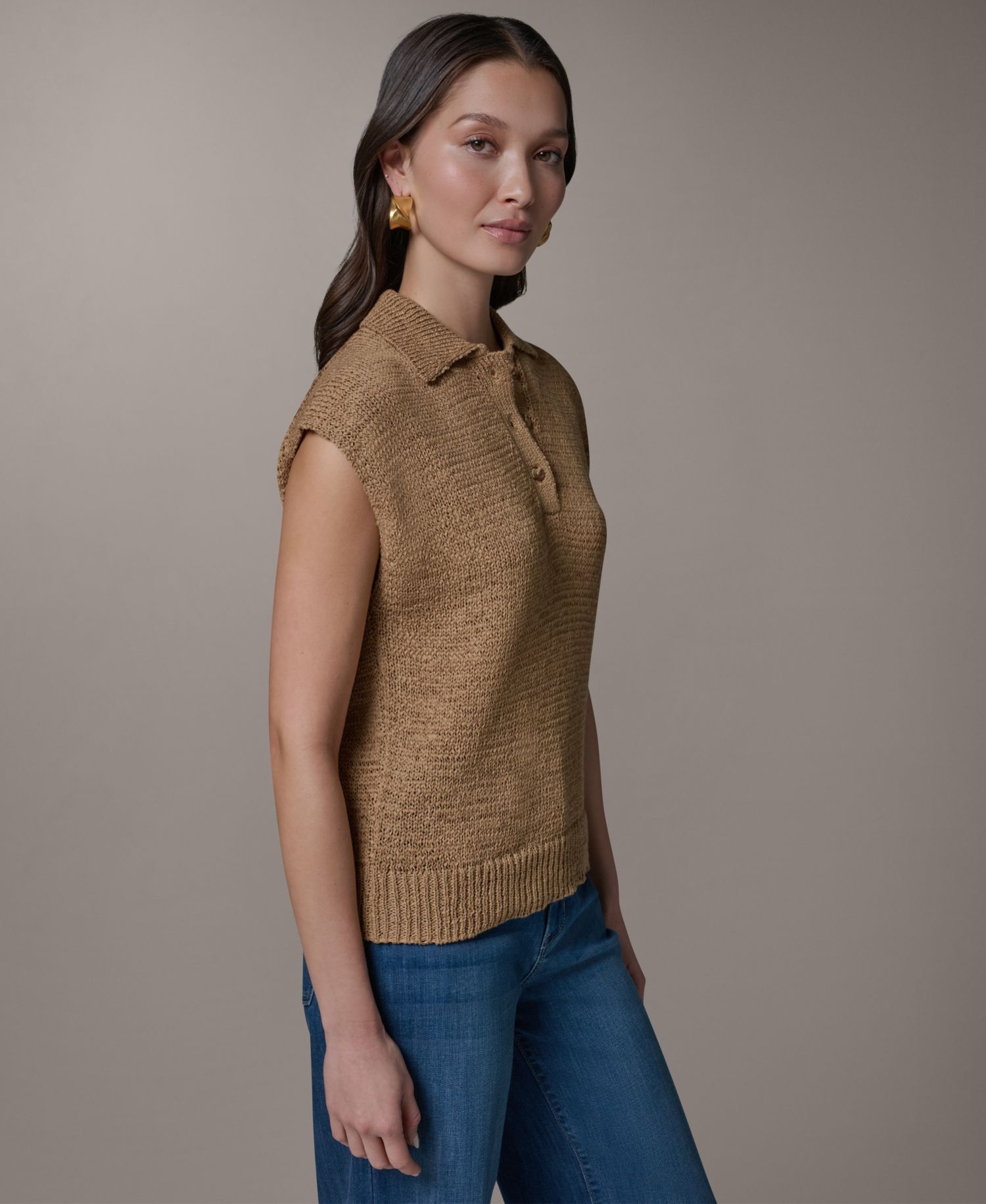 Women's Sleeveless Polo Sweater