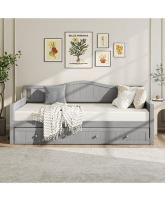 Twin Size Daybed with Pull-Out Trundle and Slats