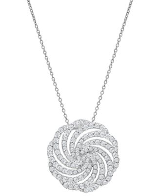 Diamond Swirl Pendant Necklace (1 ct. t.w.) in 14k White Gold