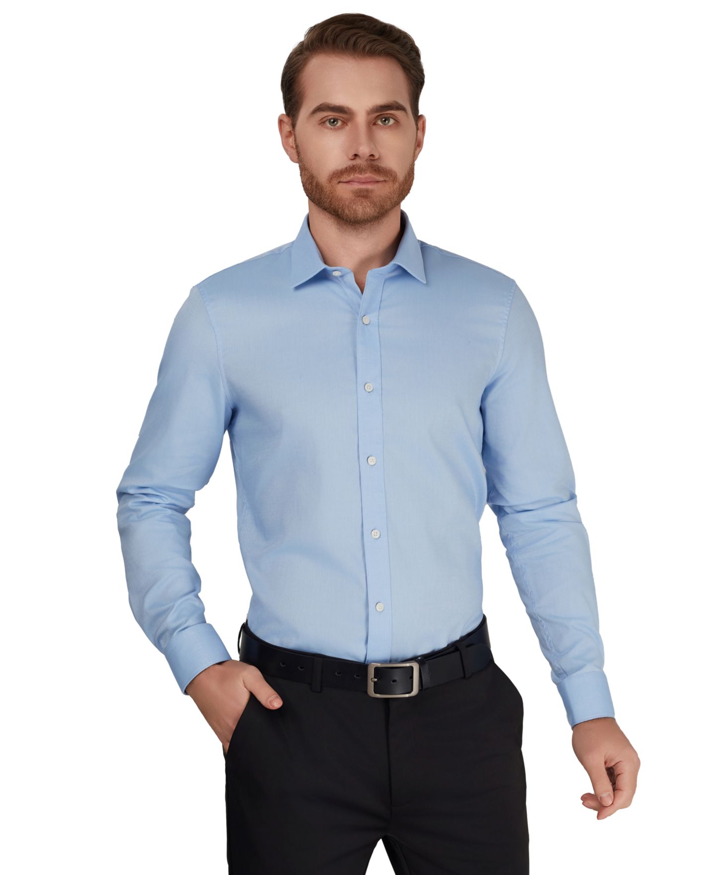 Мужская рубашка Original Penguin Slim-Fit Collared Oxford Dress Shirt, цвет: Синий — фото 3