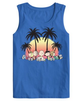 Men's Snoopy Peanuts Tropical Palm Tree Sleeveless Graphic T-Shirt