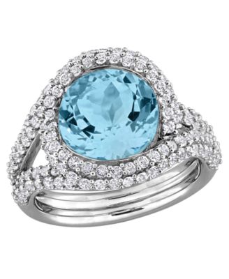 Blue Topaz (3 ct. t.w.) and White Topaz (1-3/8 ct. t.w.) Ring in Sterling Silver (Also Available in Citrine & Amethyst)