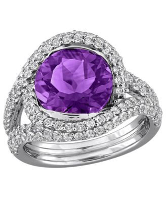 Blue Topaz (3 ct. t.w.) and White Topaz (1-3/8 ct. t.w.) Ring in Sterling Silver (Also Available in Citrine & Amethyst)