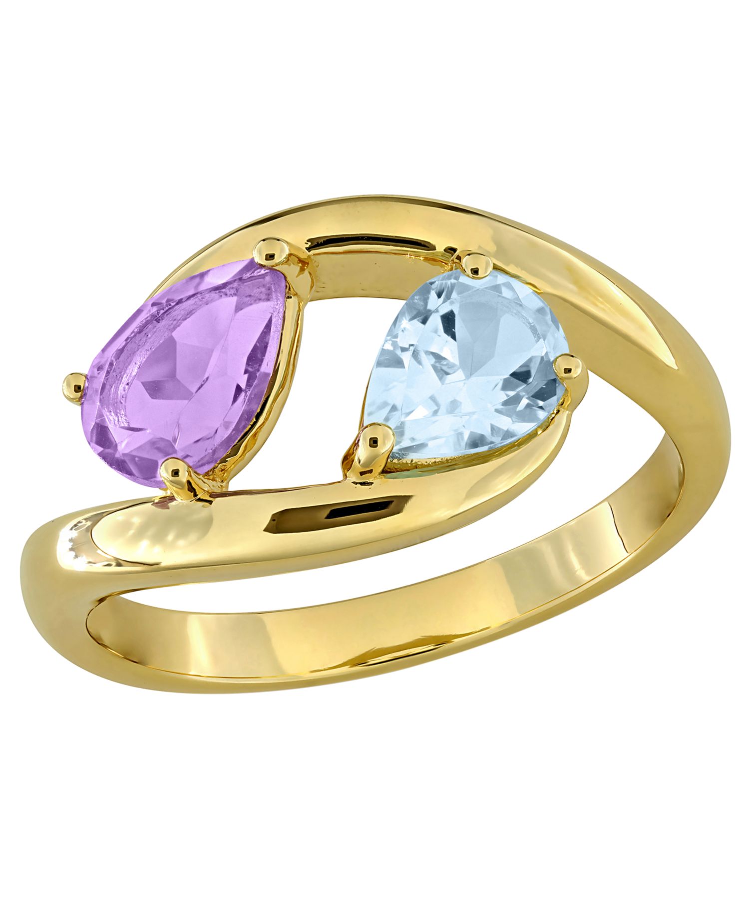 Amethyst (1/2 ct. t.w.) and Blue Topaz (7/8 ct. t.w.) Ring in 18k Gold Flash Plated Sterling Silver
