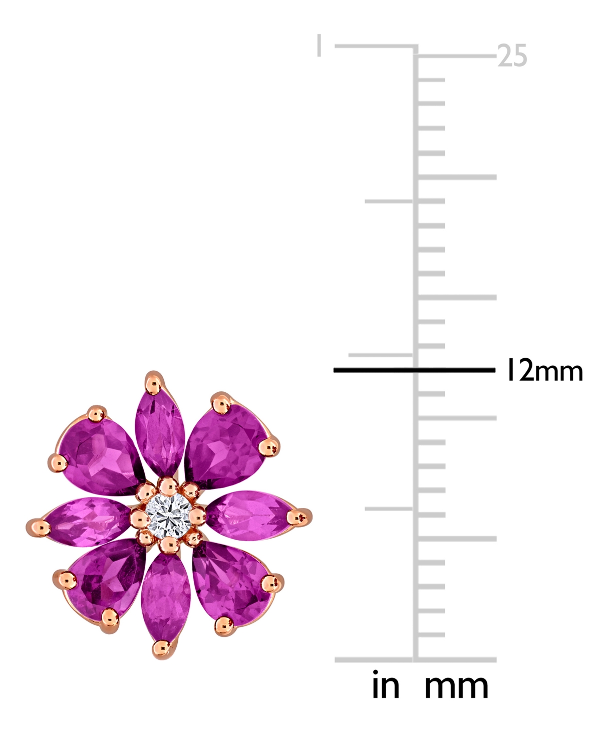Macy's Rhodolite (2 ct. t.w.) and White Topaz (1/10 ct. t.w.) Earrings in 18k Rose Gold Flash Plated Sterling Silver (Also Available in Blue Topaz)