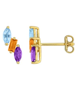 Multi-Gemstone (4/5 ct. t.w.) Earrings in 18k Gold Flash Plated Sterling Silver