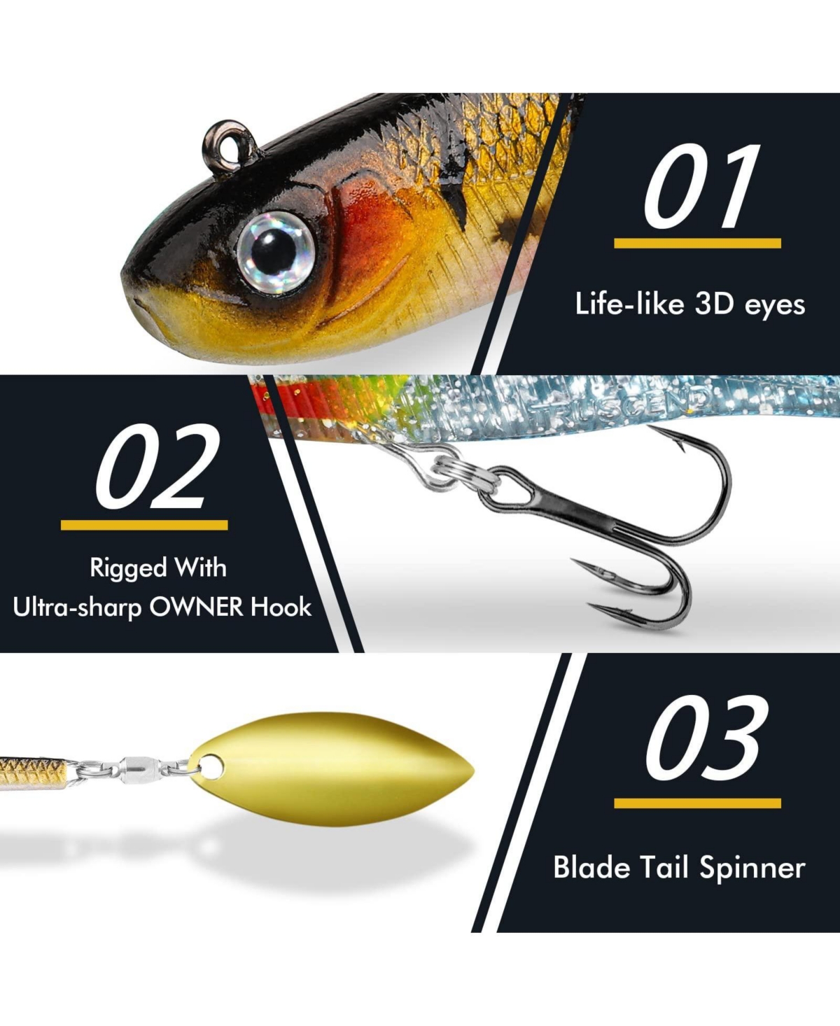 Gnuadz Easy Catch Pre-rigged Soft Swimbaits Vibrating Action Bass Fishing Lures