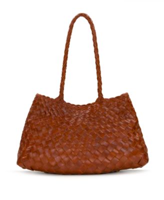 Violaine Small Woven Leather Satchel Handbag
