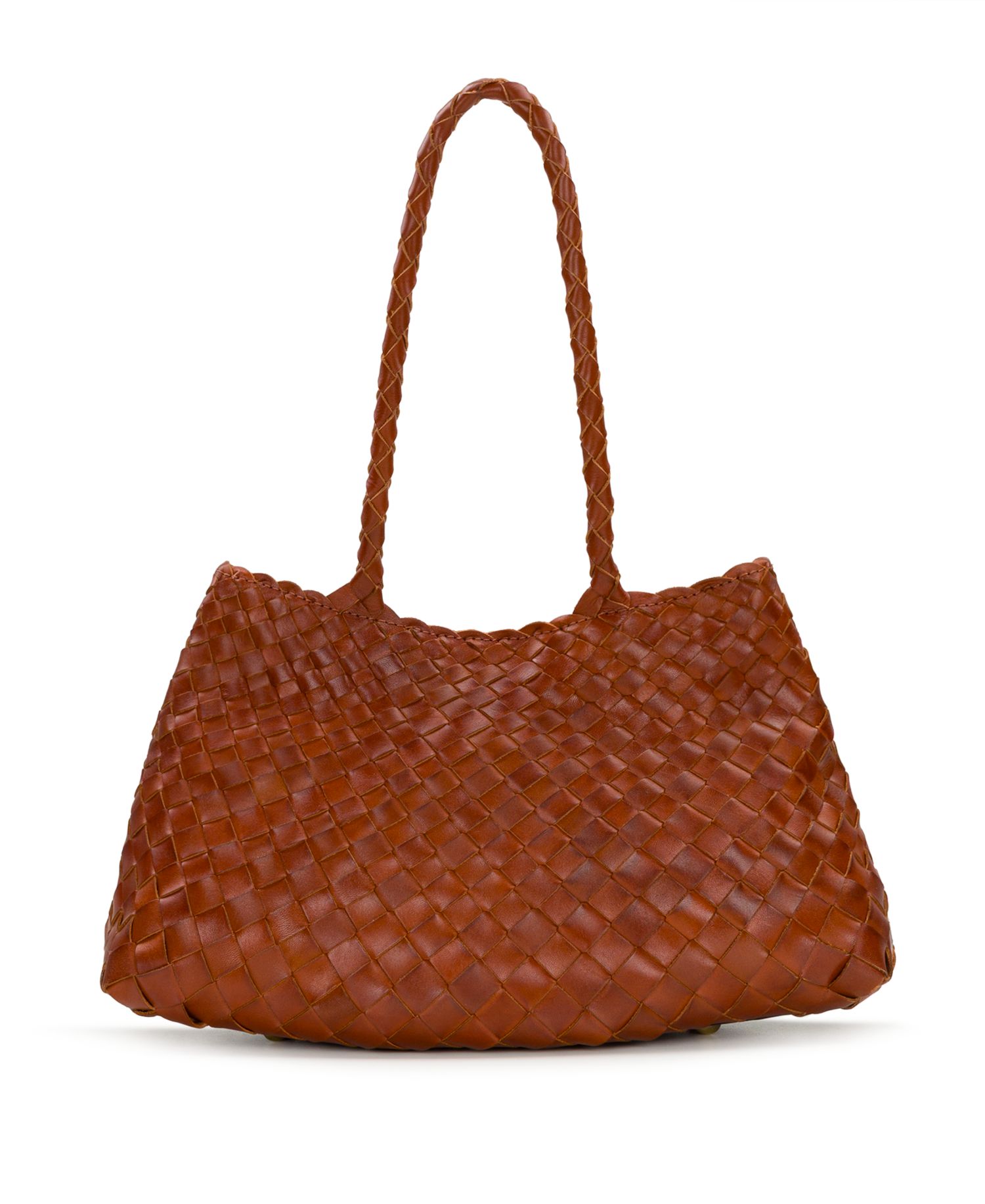 Violaine Small Woven Leather Satchel Handbag