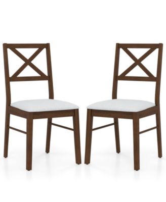 Upholstered Side Dining Chairs Set of 2 with Rubber Wood Frame
