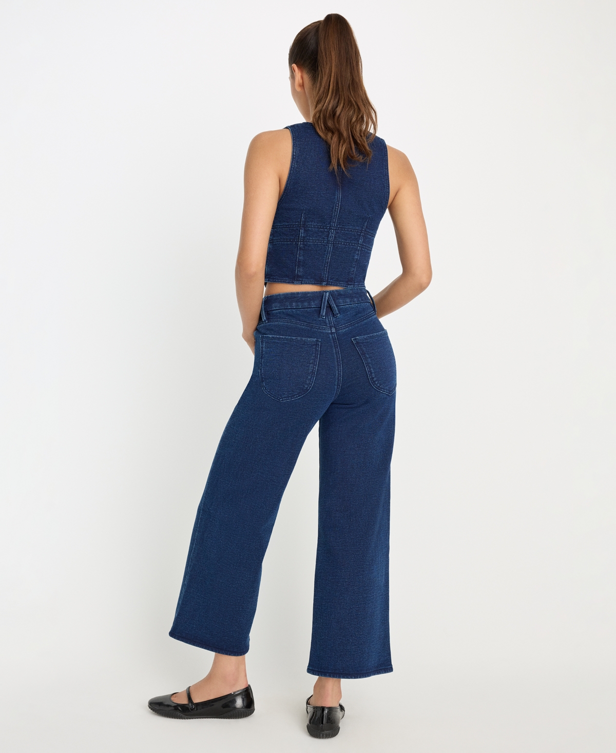 Good American Women's Jeanius Wide-Leg Crop Cotton Palazzo Pants