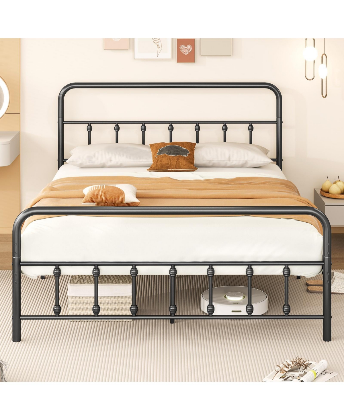Slickblue Platform Bed Frame with Headboard Storage Space Under Bed for Organization