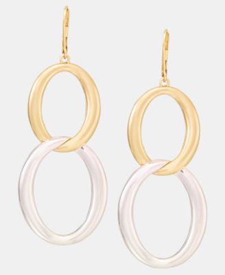 Linked Oval Double Drop Earrings 