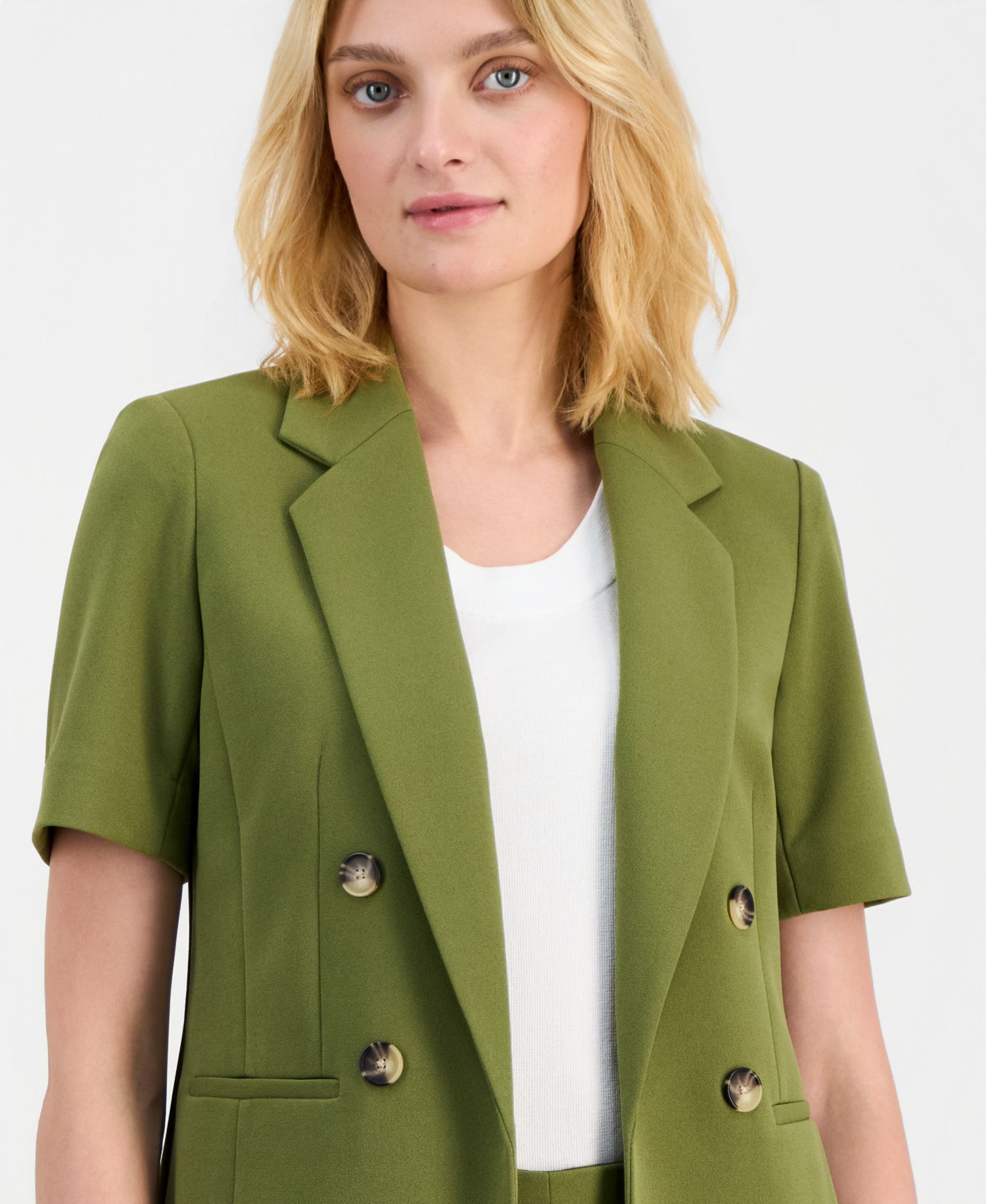 Women's Open-Front Short-Sleeve Blazer, Regular & Petite